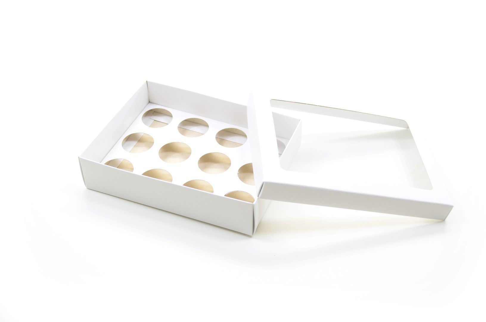 Ref 043 Branca - Caixa p/ 12 Brigadeiro Gourmet Nº4 - tampa c/ visor - 17x13x4 cm