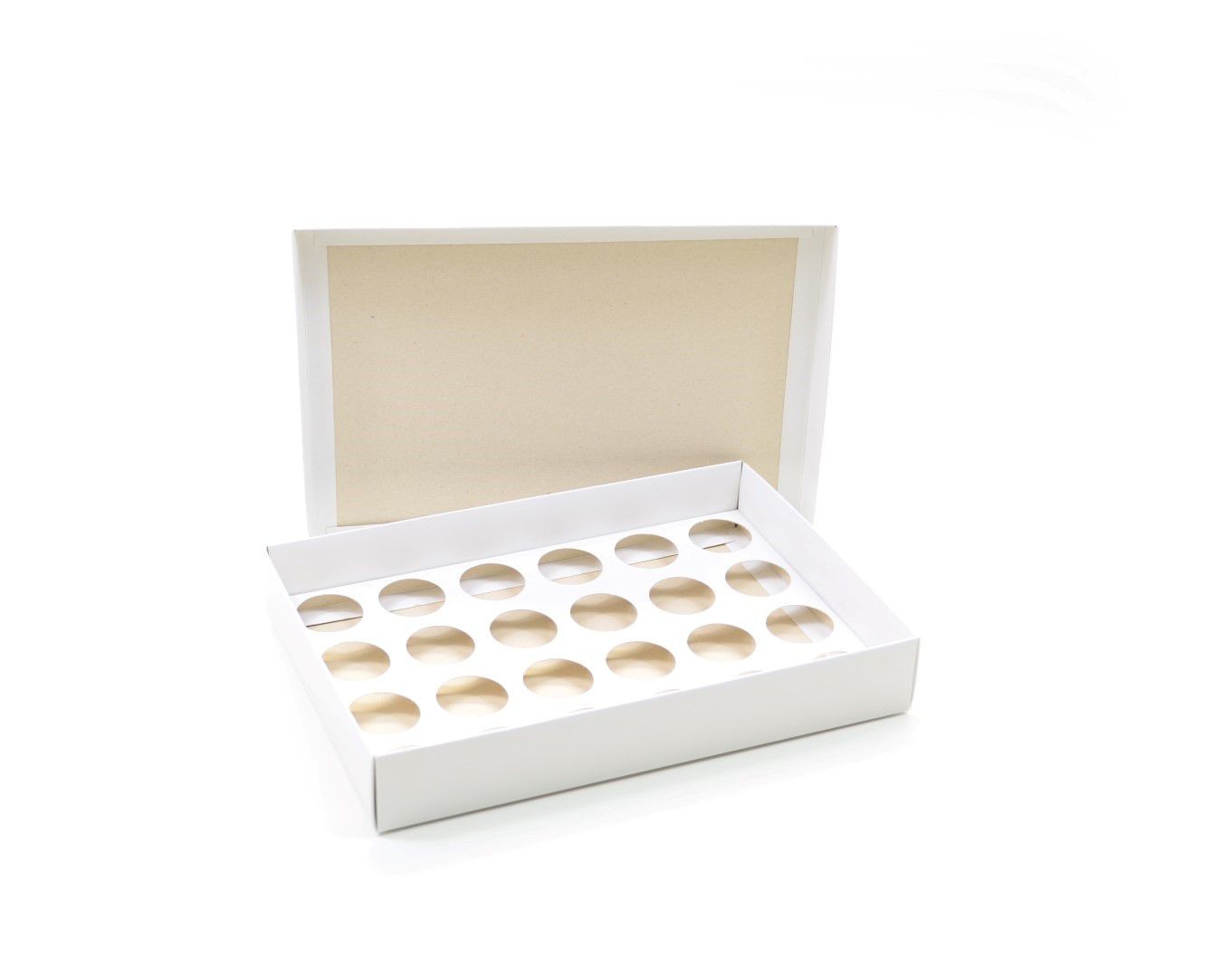 Ref 049 Branca - Caixa p/ 24 Brigadeiro Gourmet Nº4 - c/ tampa papel - 25x17x4 cm