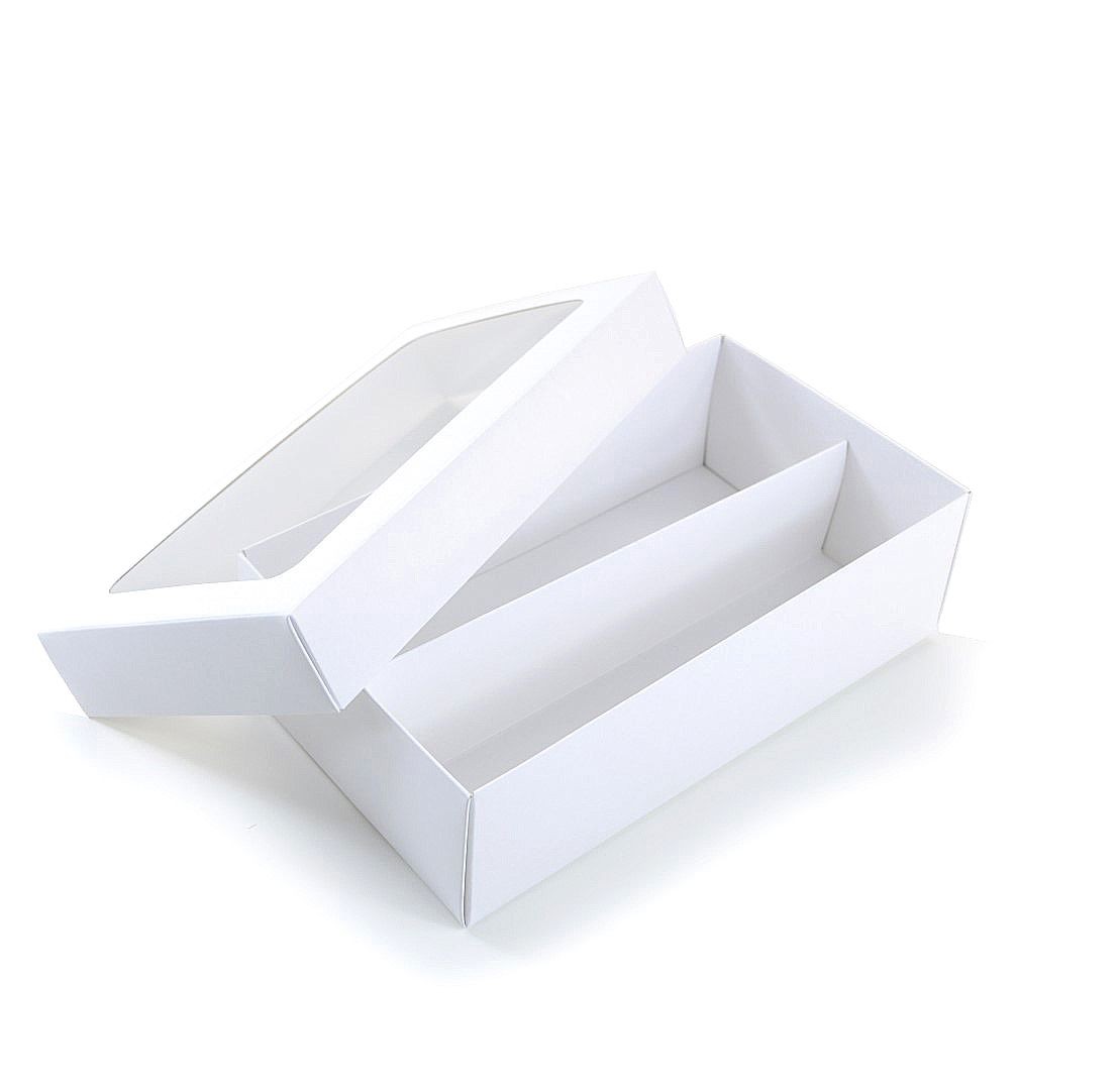 Ref 123 Branca - Caixa p/ Garrafa e Taça c/ visor - 22x12,5x6,5 cm