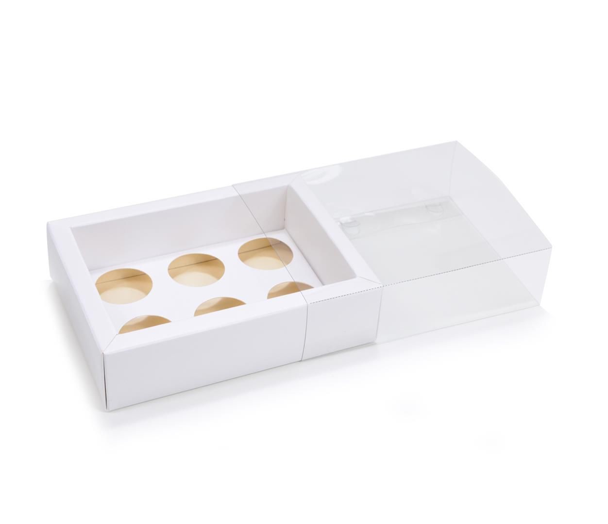 Ref 139 Branca - Caixa Gaveta p/ 6 Brigadeiro Gourmet Nº4 - 13x9x4 cm