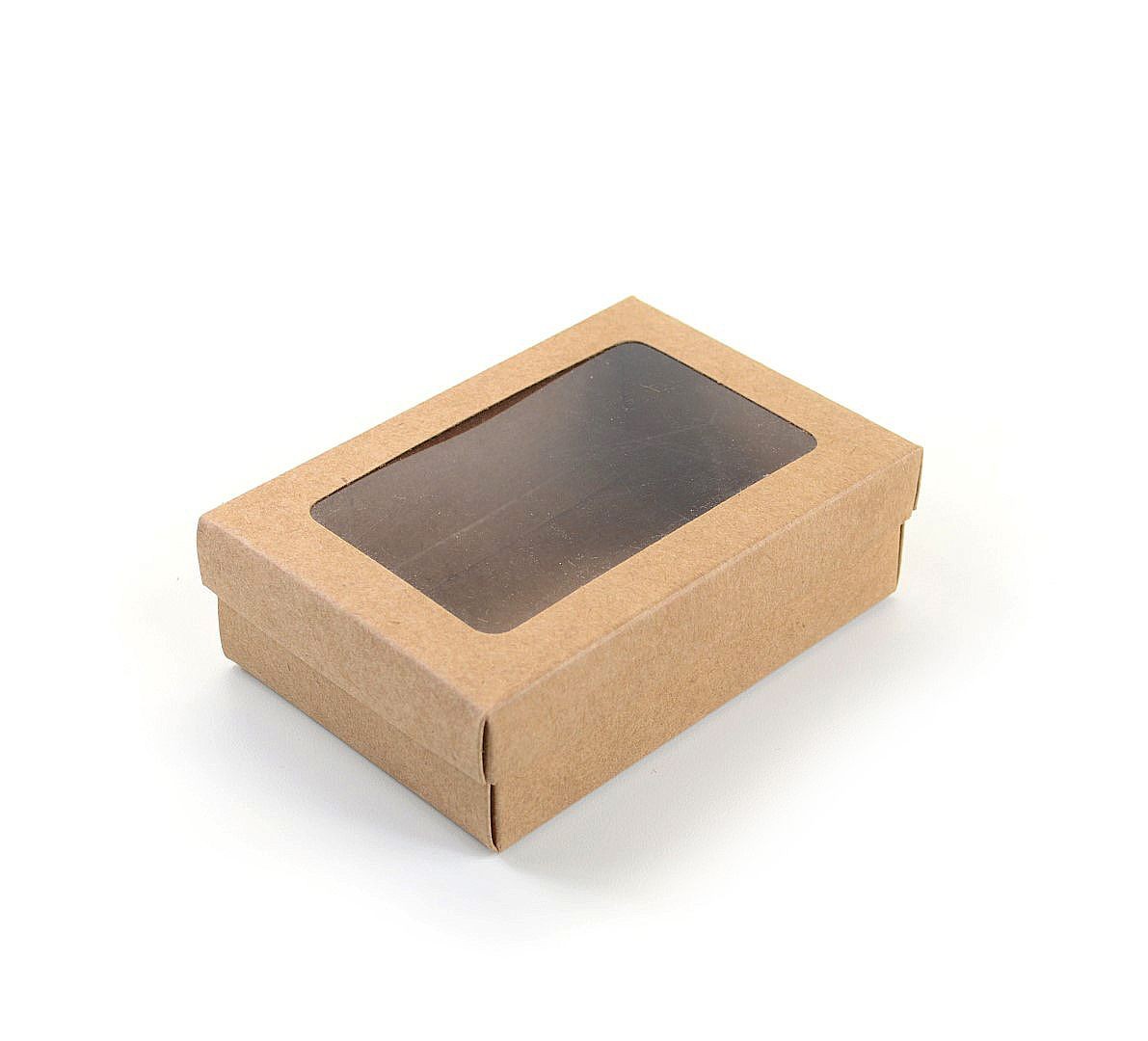 Ref 019 Kraft - Caixa c/ visor na tampa - 13x9x4 cm
