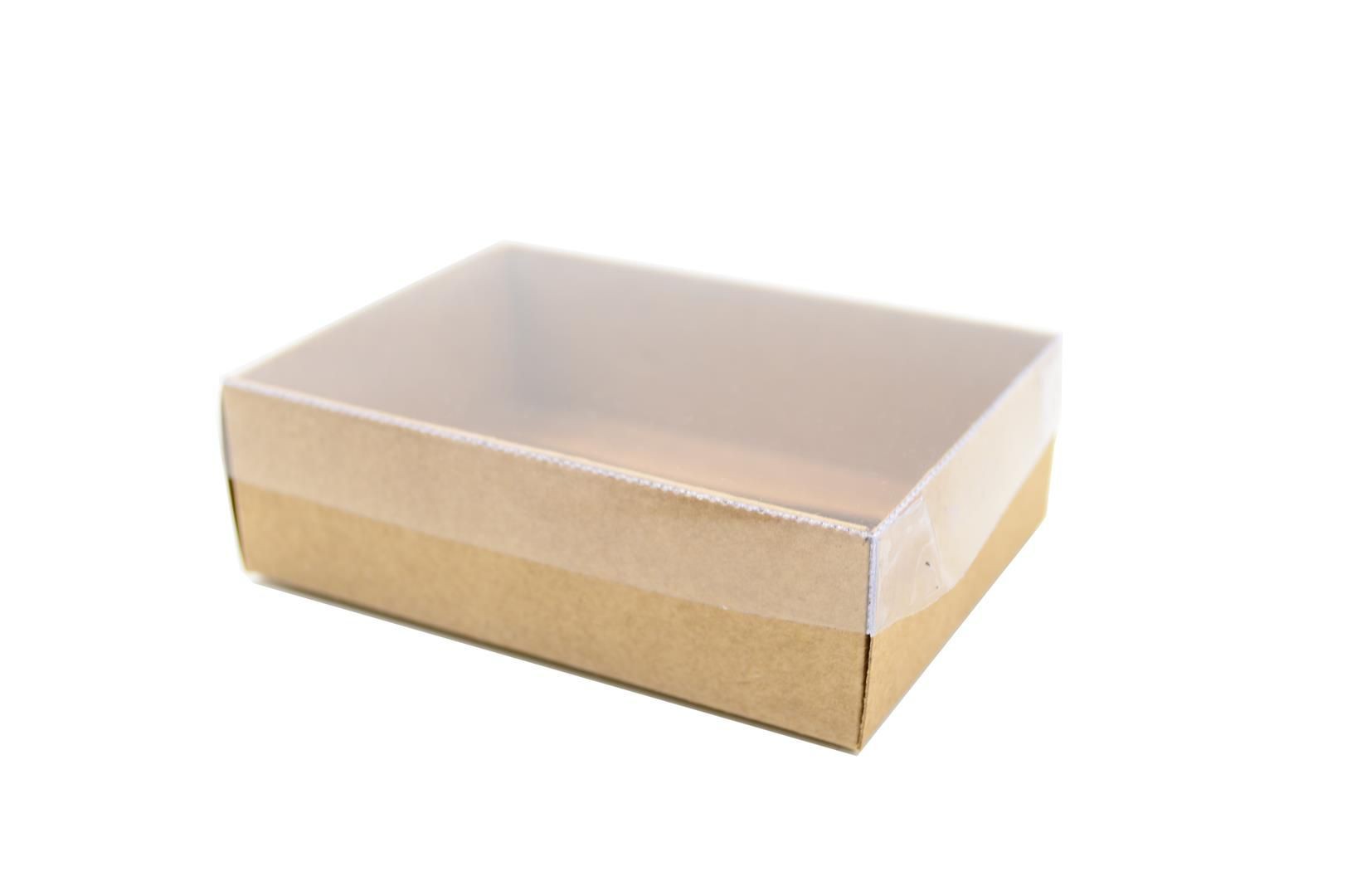 Ref 040 Kraft - Caixa c/ tampa transparente - 9,5x7x3 cm