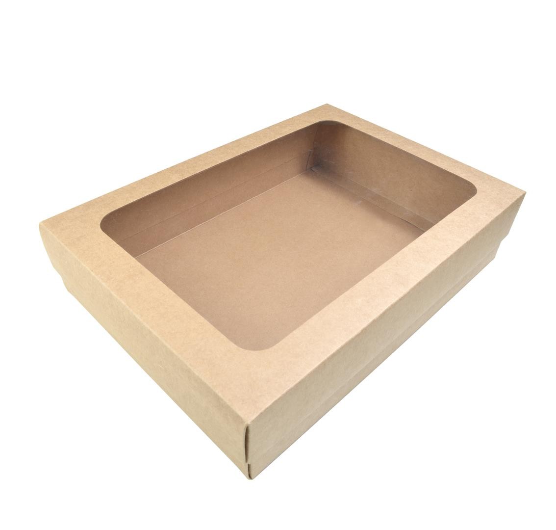 Ref 038 Kraft - Caixa c/ tampa Visor - 35x25x8 cm