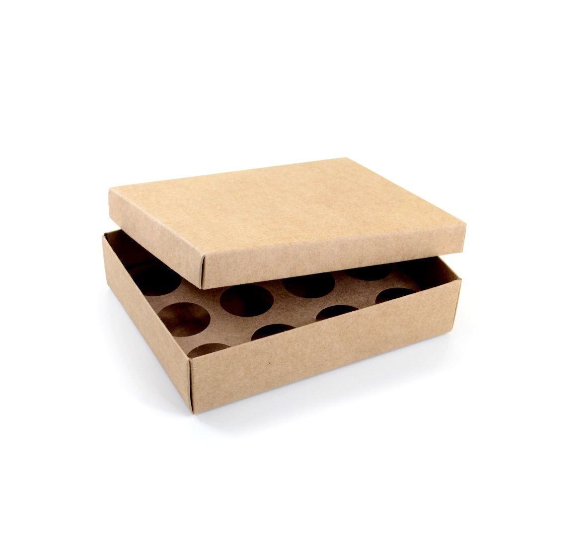 Ref 043 Kraft - Caixa p/ 12 Brigadeiro Gourmet Nº4 - c/ tampa papel - 17x13x4 cm