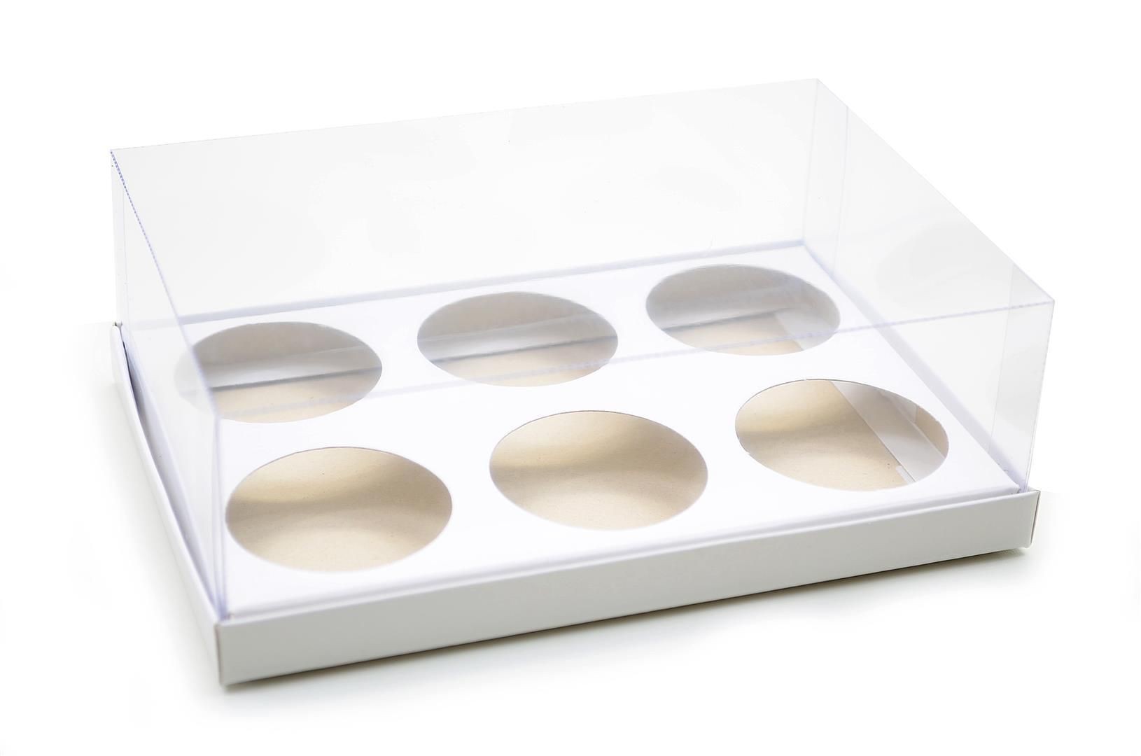 Ref 073 Branca - Caixa 6 mini cupcakes - 15,6x10,8x5cm