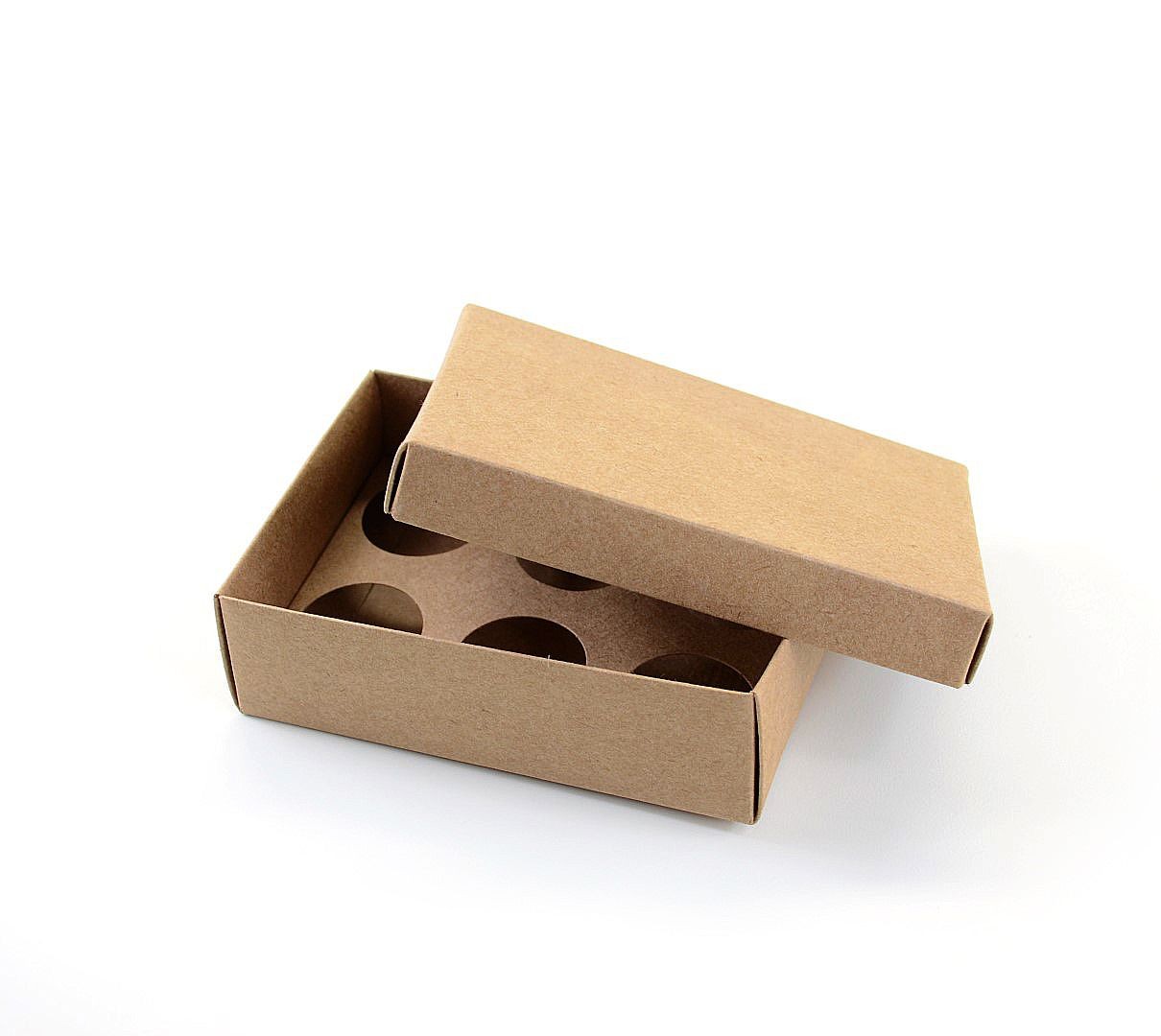 Ref 019 Kraft - Caixa p/ 6 Brigadeiro Gourmet Nº4 - c/ tampa papel - 13x9x4 cm