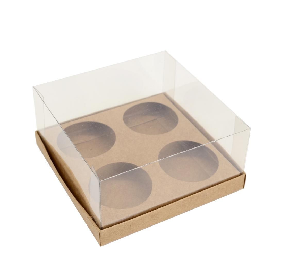 Ref 068 Kraft - Caixa 4 mini cupcakes - 10,8x10,8x5cm