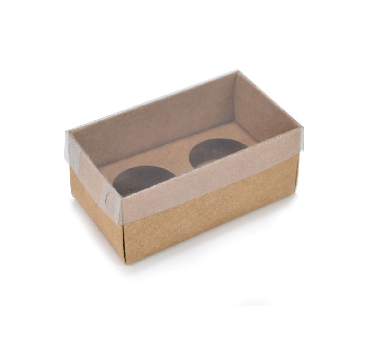 Ref 134 Kraft - Caixa p/ 2 Brigadeiro Gourmet Nº4 c/ tampa BAIXA - 9x5x4 cm