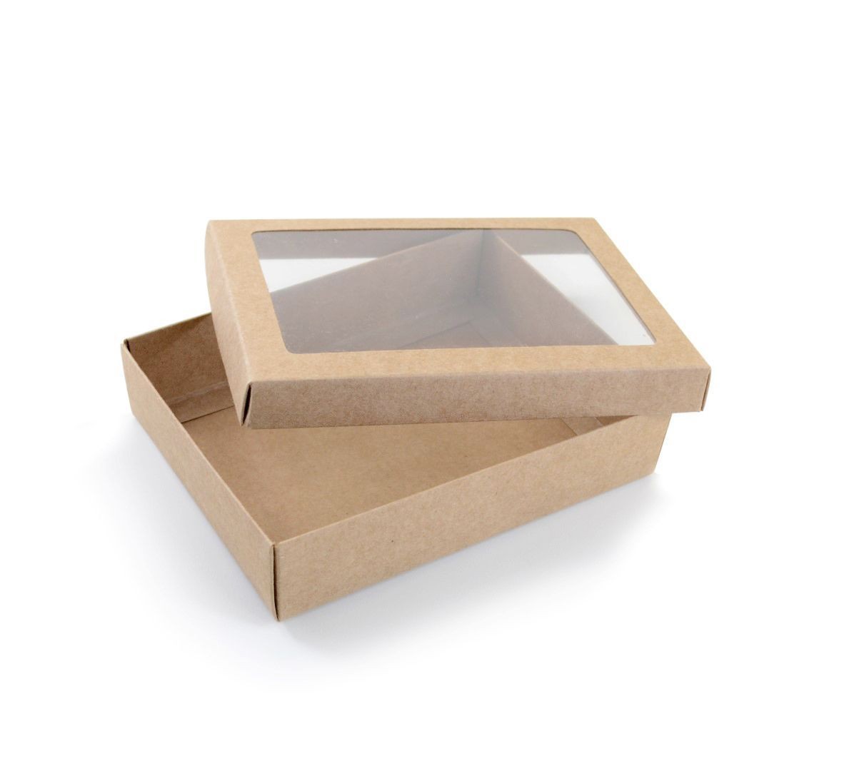 Ref 043 Kraft - Caixa c/ visor na tampa - 17x13x4 cm