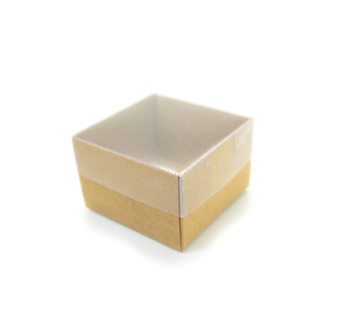 Ref 001 Kraft - Caixa c/ Tampa Transparente - 6x6x4 cm
