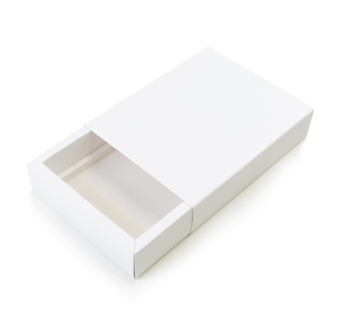 Ref 141 Branca - Caixa Gaveta p/ 12 Brig. Gourmet Pelotines - Tampa Papel - 17x13x4 cm