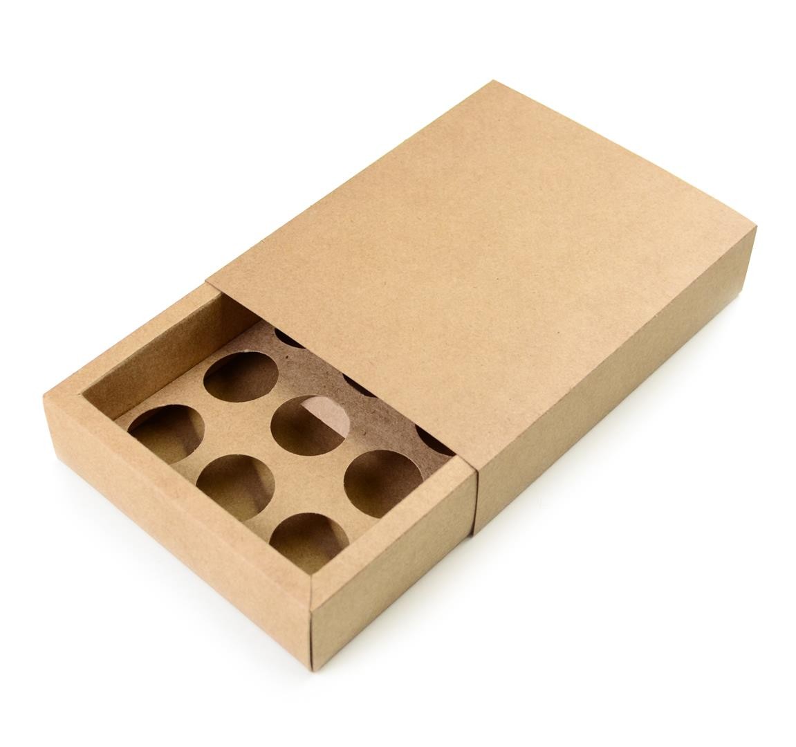 Ref 141 Kraft - Caixa Gaveta p/ 12 Brig. Gourmet Nº4 - Tampa Papel - 17x13x4 cm