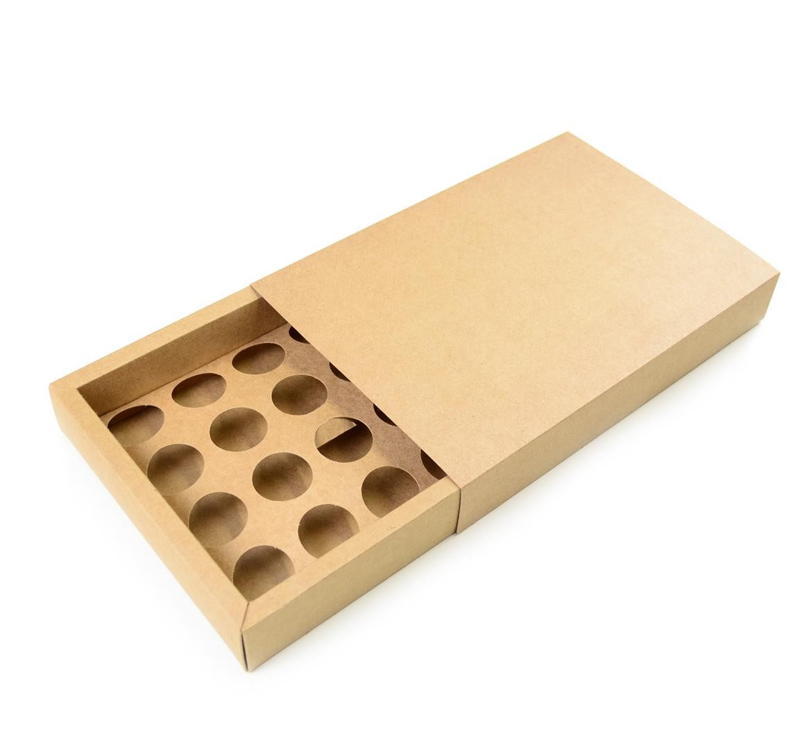 Ref 142 Kraft - Caixa Gaveta p/ 24 Brig. Gourmet Nº4 - Tampa Papel - 25x17x4 cm