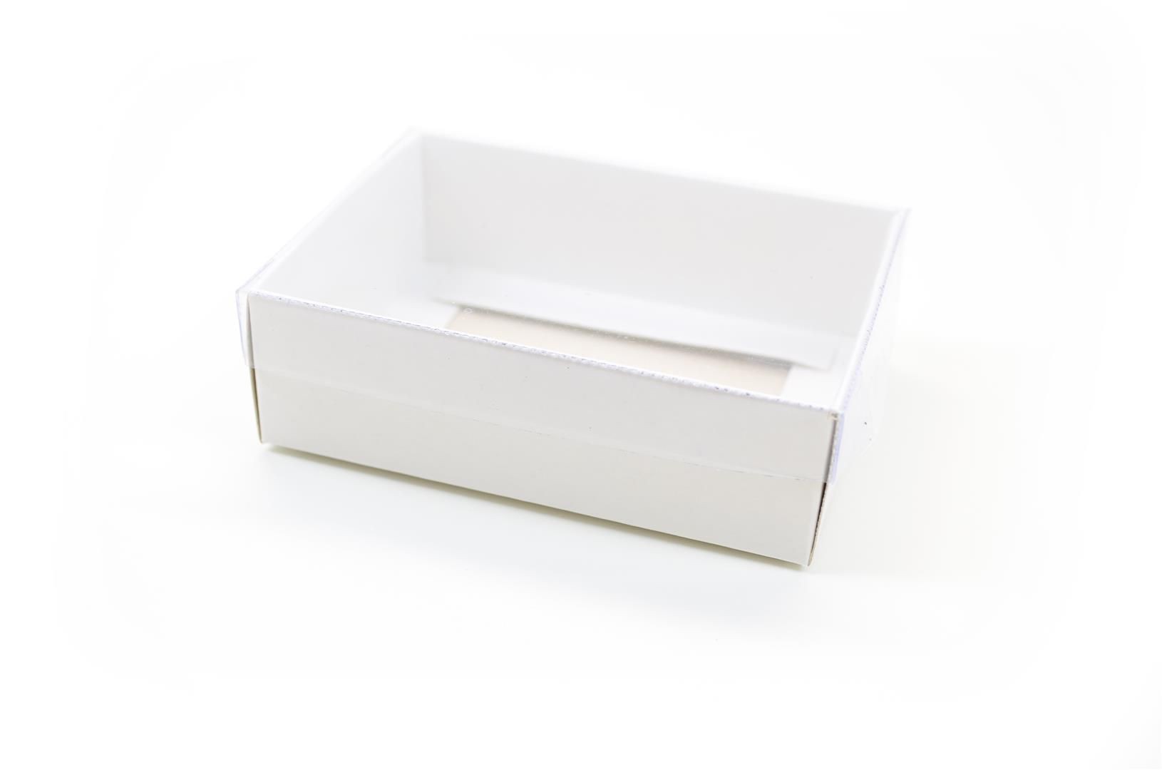 Ref 040 Branca - Caixa c/ tampa transparente - 9,5x7x3 cm