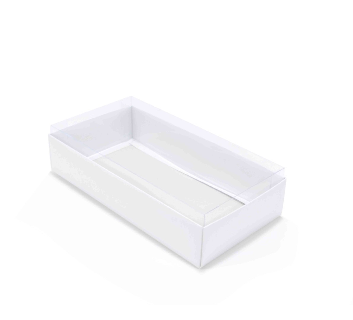 Ref 005 Branca - Caixa c/ tampa Transparente ALTA - 25x13x6 cm