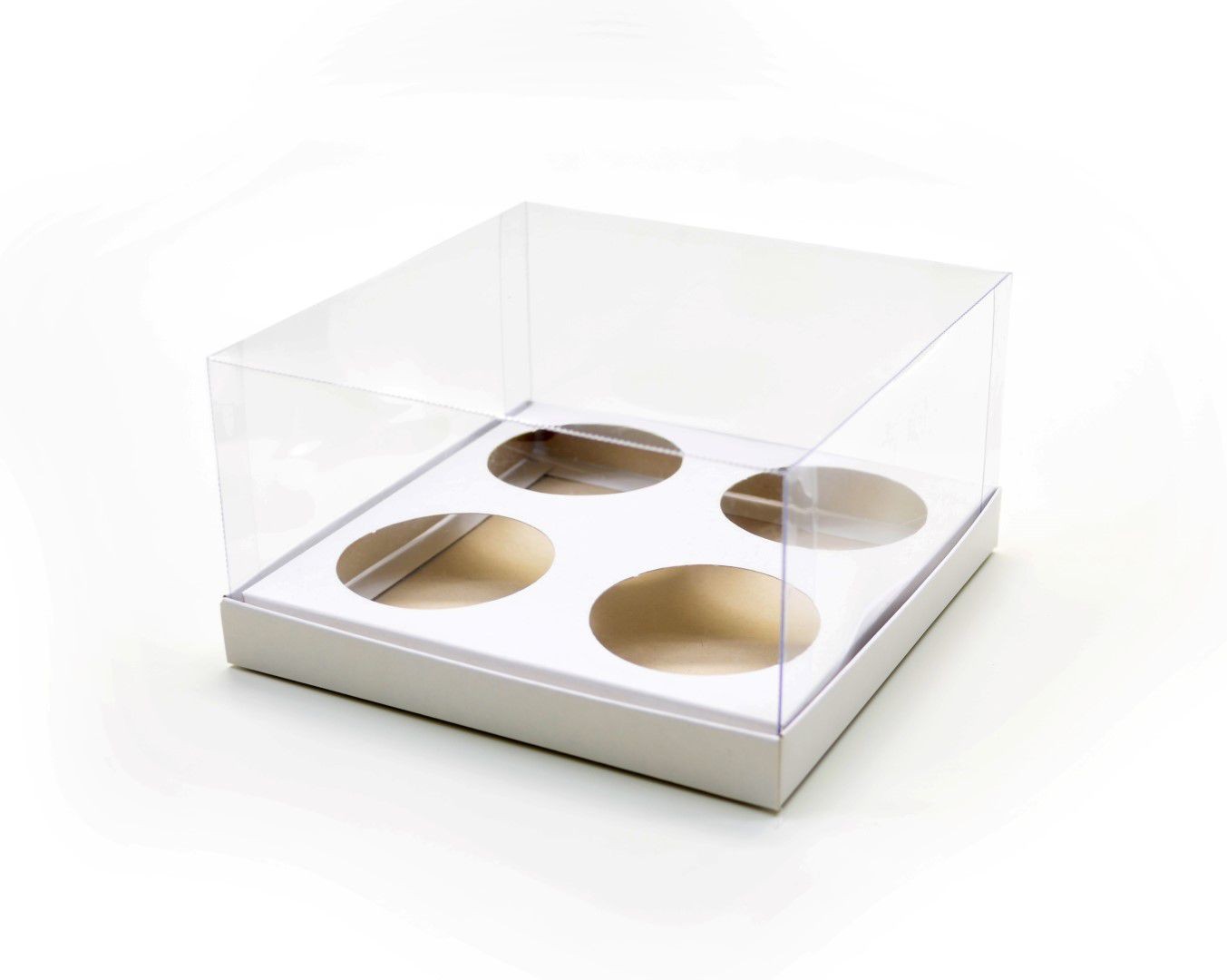 Ref 035 Branca - Caixa p/ 4 Cupcakes - 15,5x15,5x8 cm