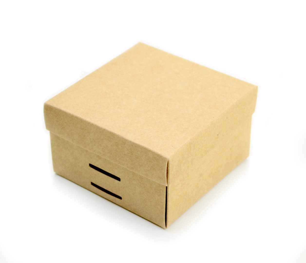 Ref 096 Kraft - Caixa c/ tampa papel e passa-fita - 10x10x6 cm