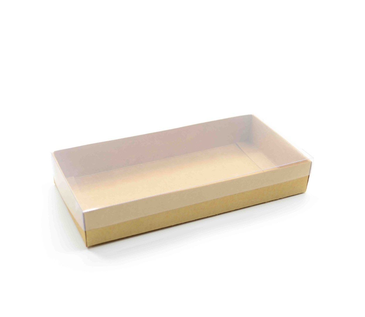 Ref 023 Kraft - Caixa c/ tampa transparente - 19,5x9,5x3 cm