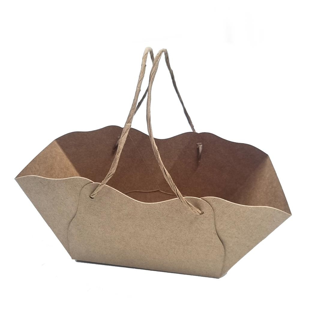 Ref 002 Kraft Cesta com alça - 15x10x10 cm