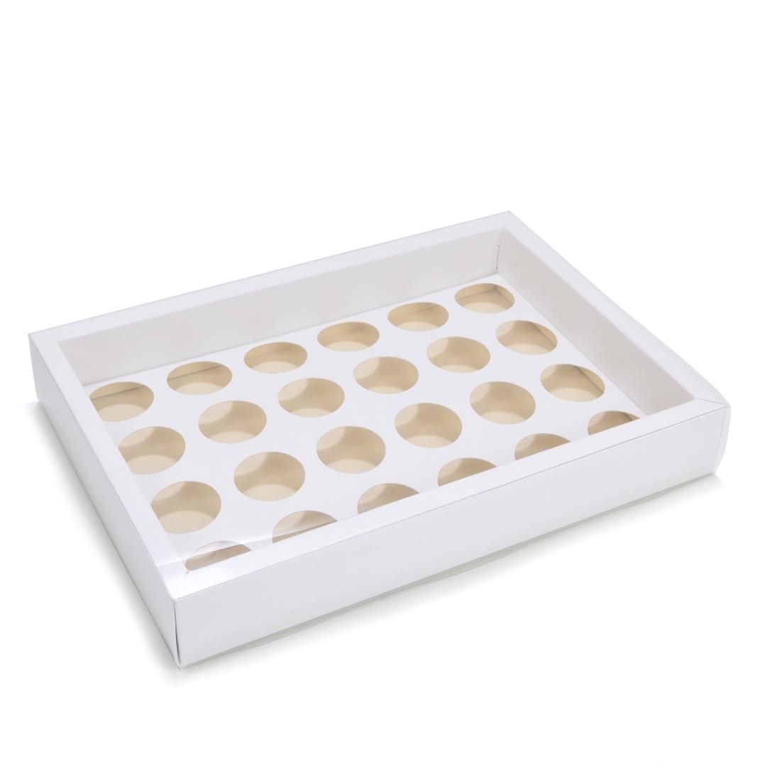 Ref 142 Branca - Caixa Gaveta p/ 24 Brigadeiro Gourmet Nº4 - 25x17x4 cm