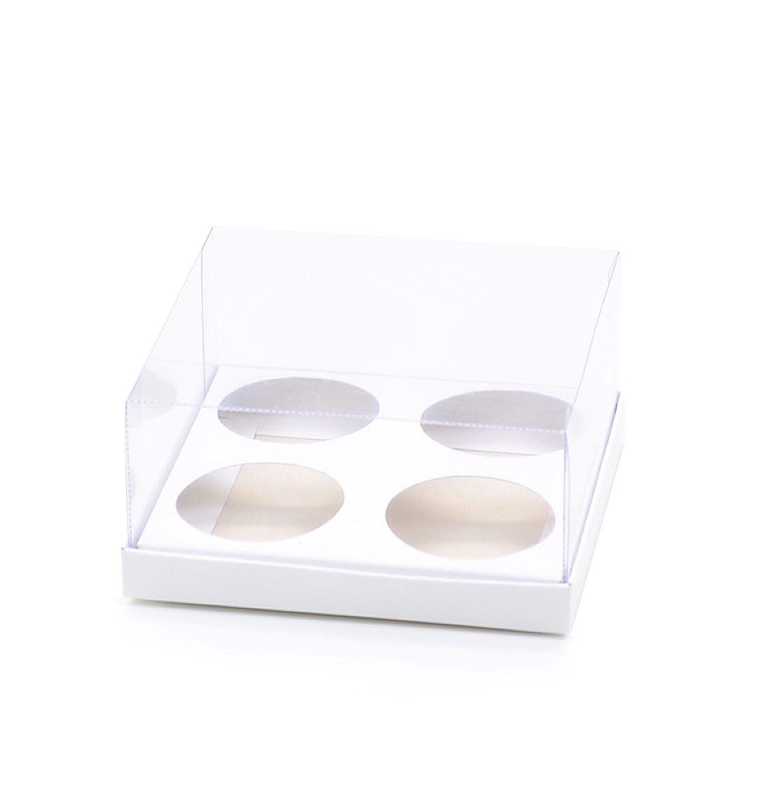 Ref 068 Branca - Caixa 4 mini cupcakes - 10,8x10,8x5cm