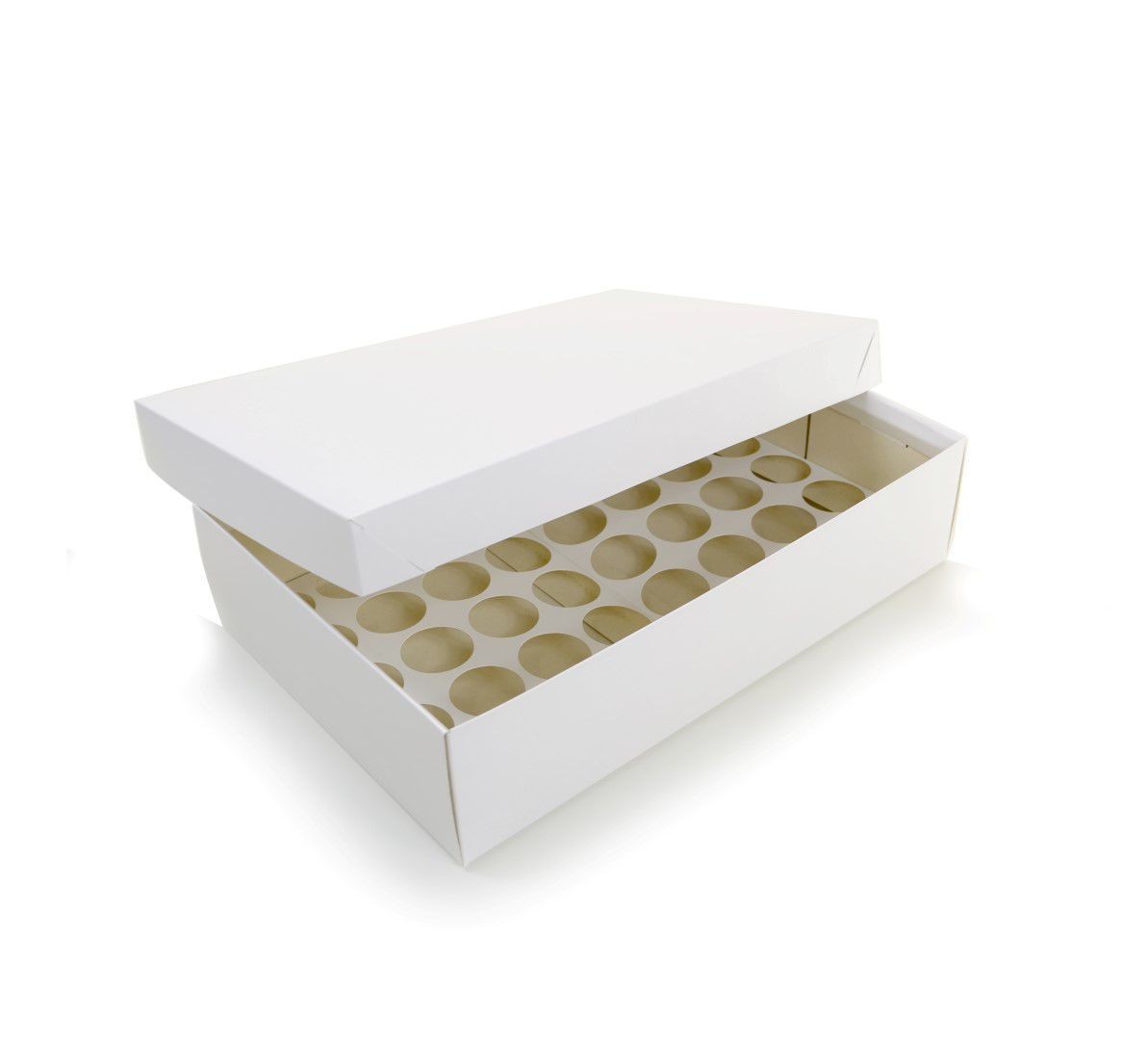Ref 106 Branca - Caixa 40 Mini Cupcakes c/ tampa papel - 37x24x9 cm