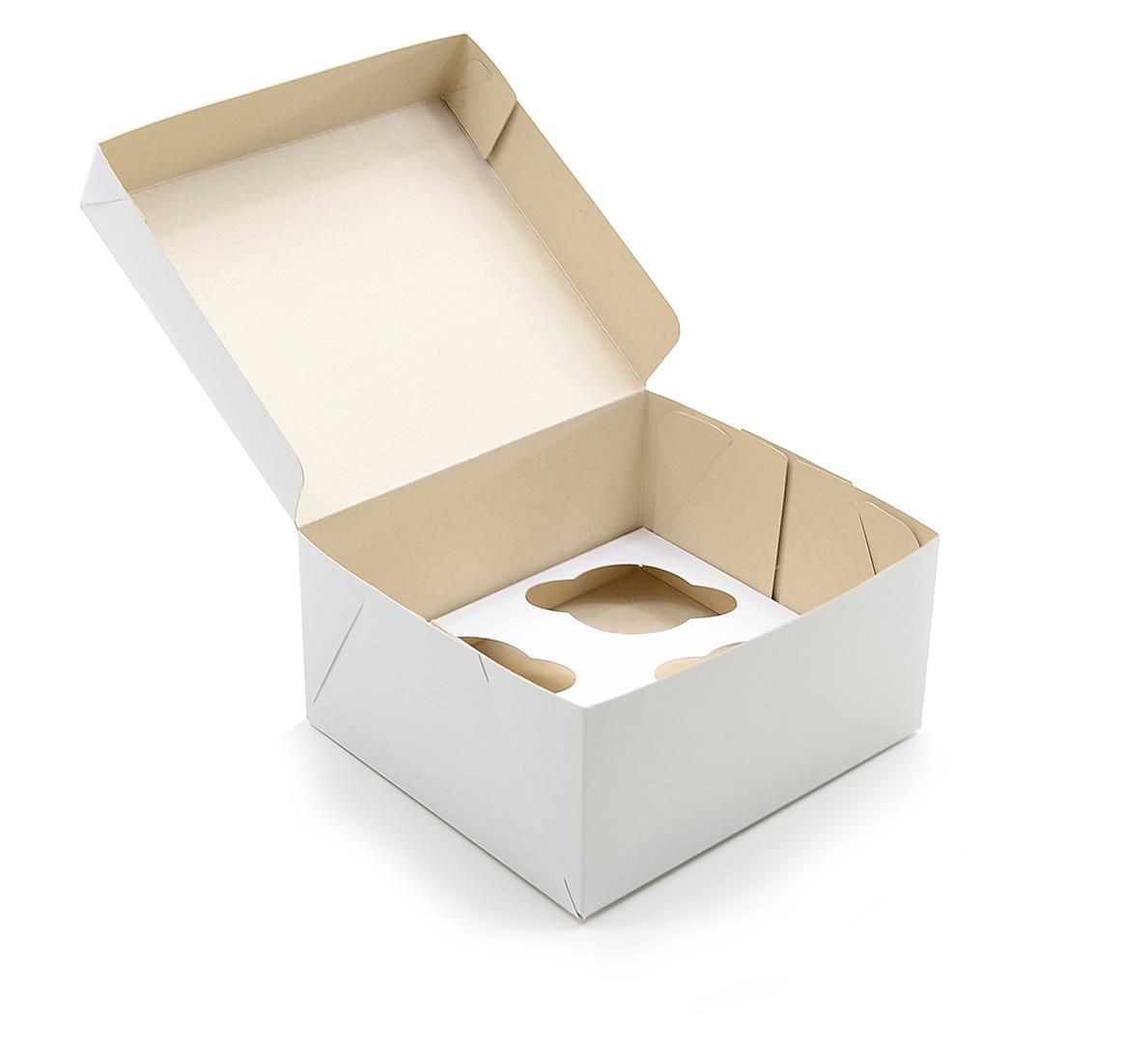 Ref 079 Branca - Caixa 4 Cupcakes - 18,5x16,5x9 cm