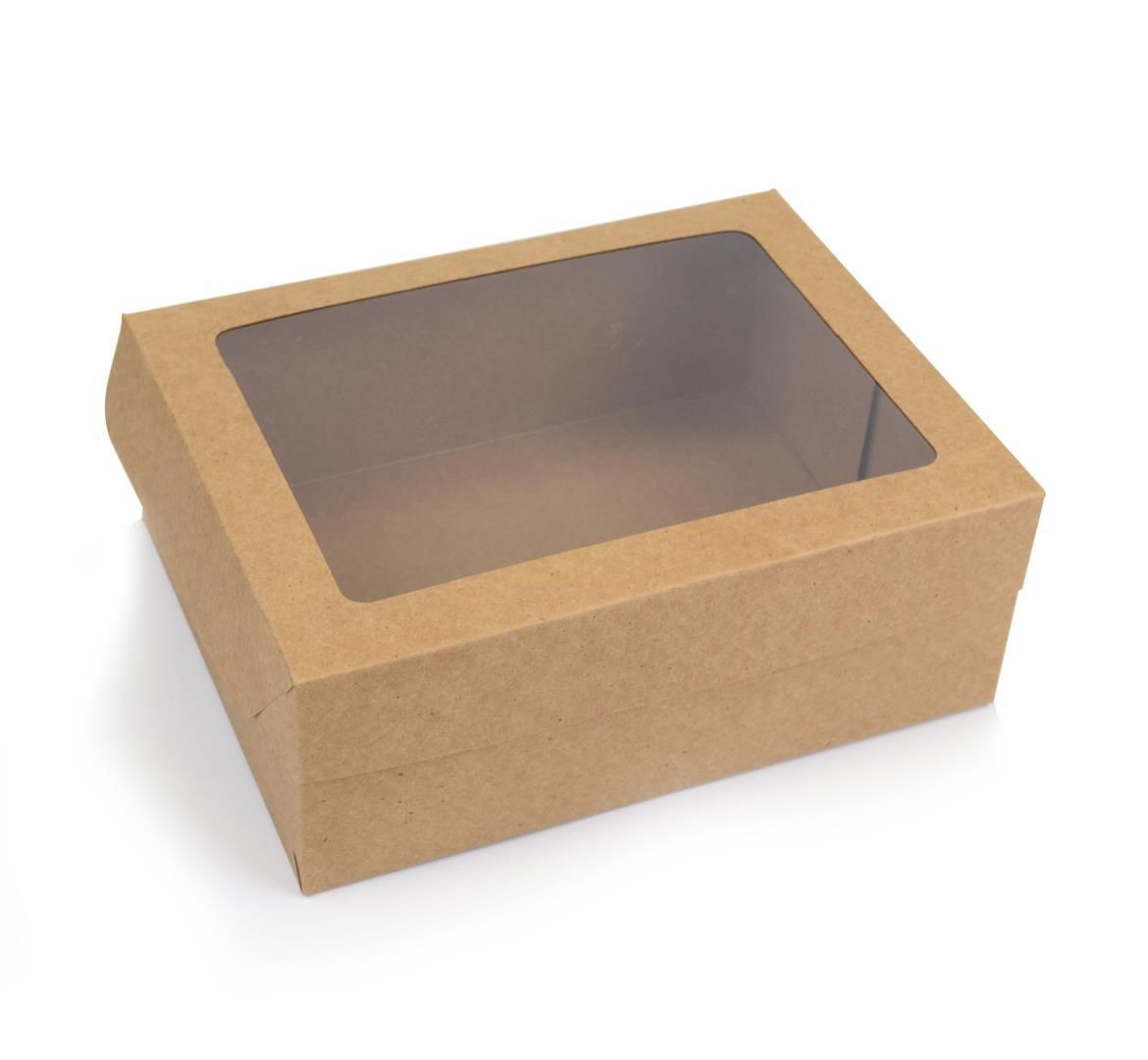 Ref 102 Kraft - Caixa c/ visor Transparente - 24x18,5x9 cm