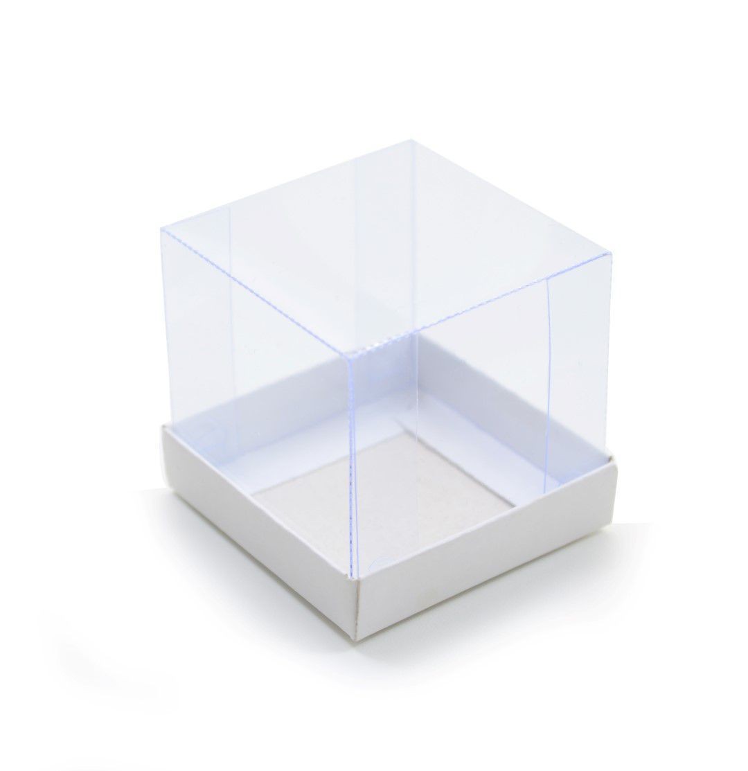 Ref 011 Branca - Caixa c/ tampa transparente - 5,5x5,5x5 cm