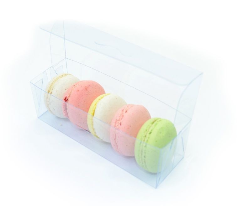Ref 125 - Caixa 5 Macarons transparente - 12,2x4x4 cm