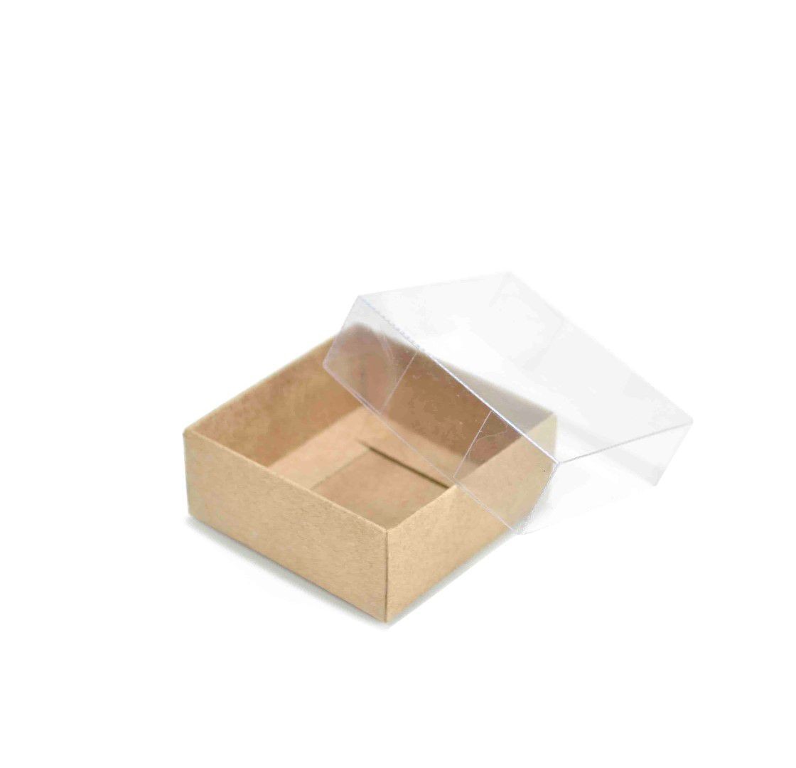 Ref 099 Kraft - Caixa c/ Tampa transparente - 6x6x2,5 cm