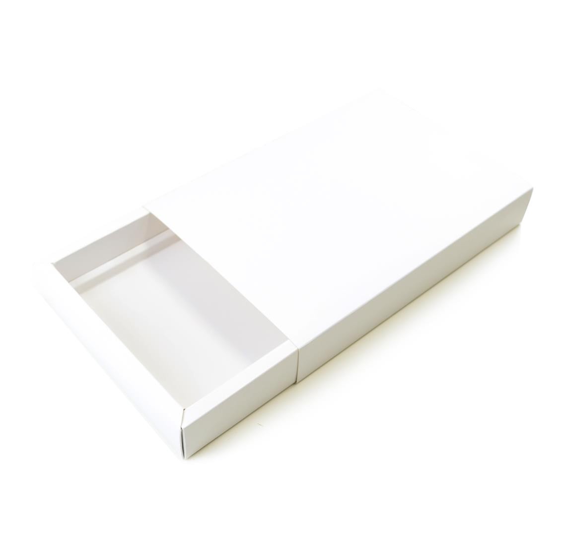 Ref 142 Branca - Caixa Gaveta p/ 24 Brig. Gourmet Pelotines - Tampa Papel - 25x17x4 cm