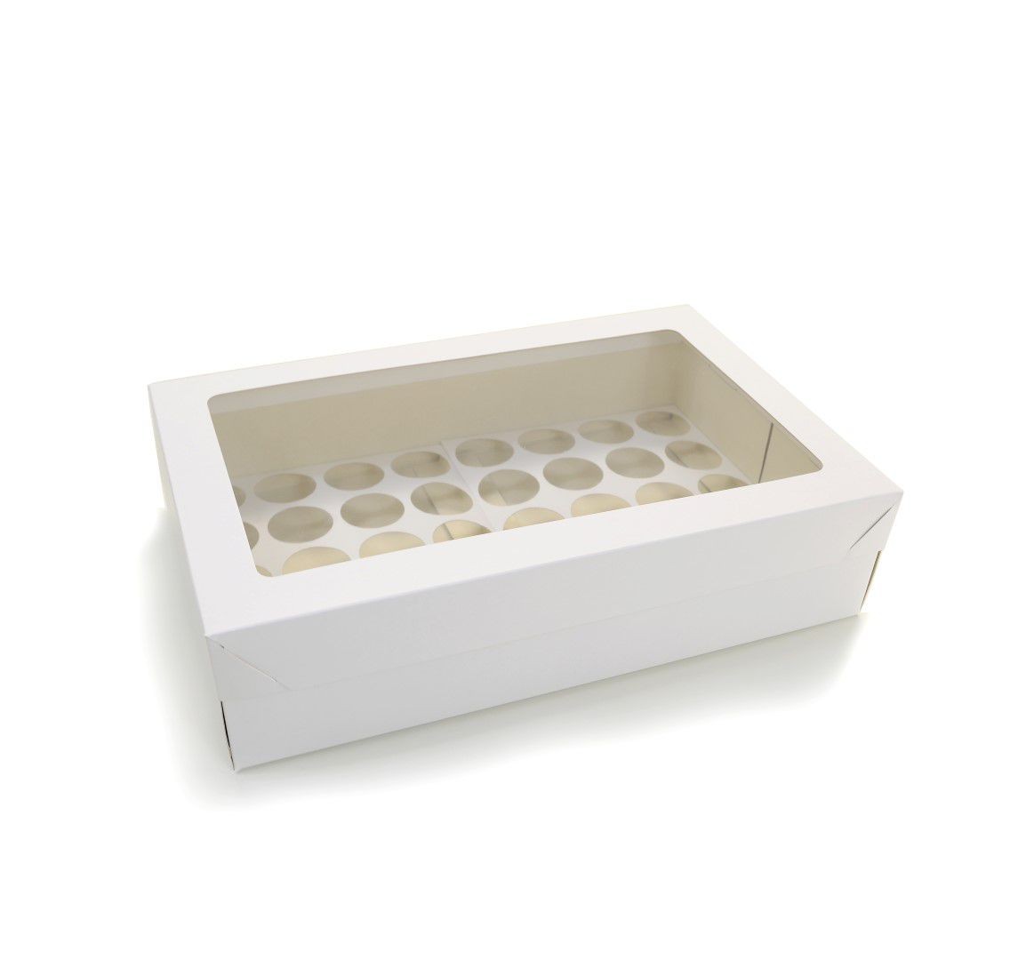 Ref 106 Branca - Caixa 40 Mini Cupcakes c/ Visor Transparente - 37x24x9 cm