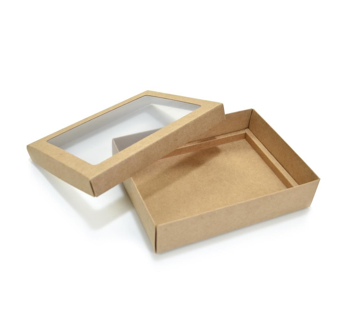 Ref 043 Kraft - Caixa p/ 12 Brigadeiro Gourmet Pelotines - tampa c/ visor - 17x13x4 cm