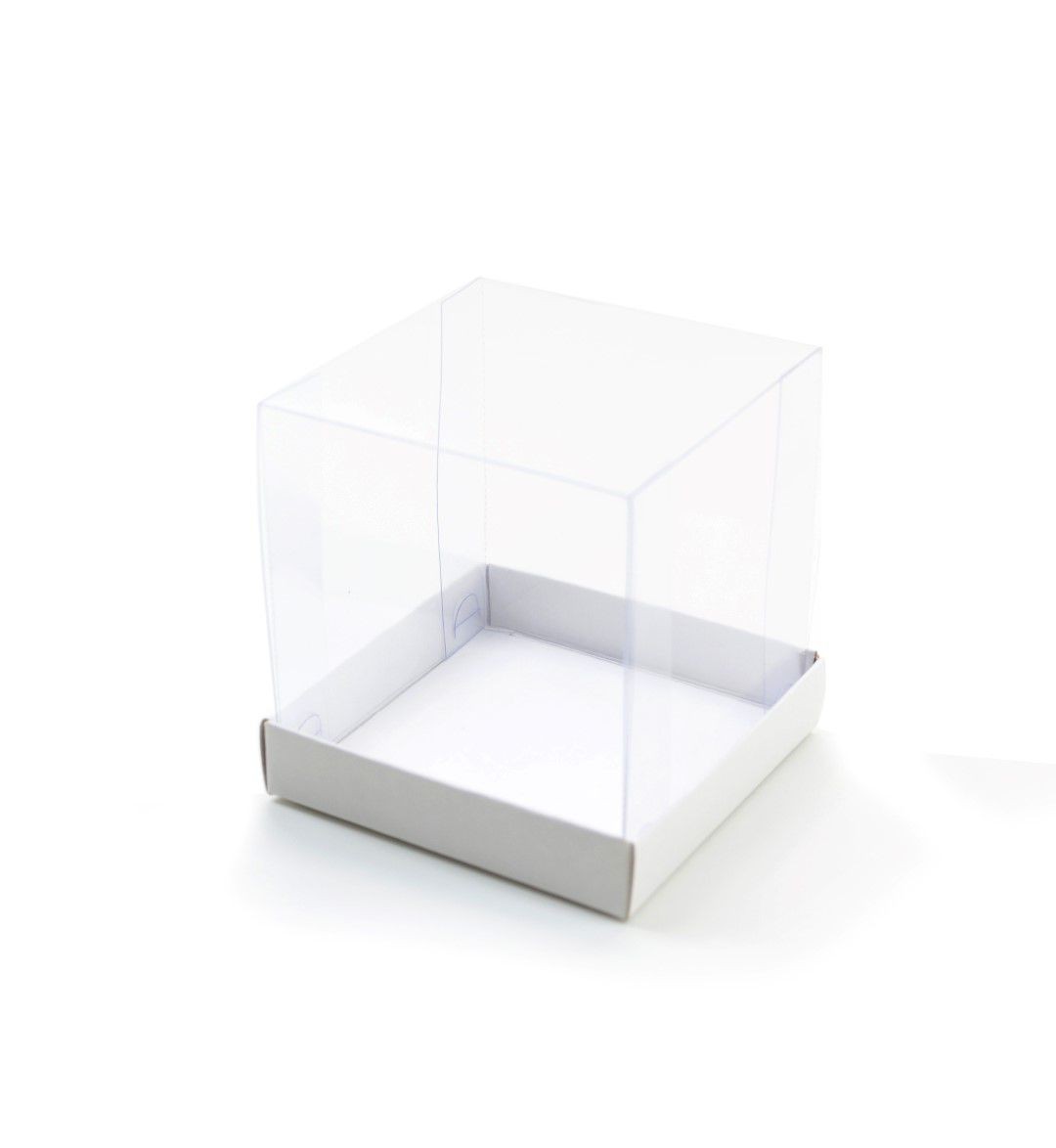 Ref 107 Branca - Caixa c/ tampa transparente - 7,5x7,5x8 cm