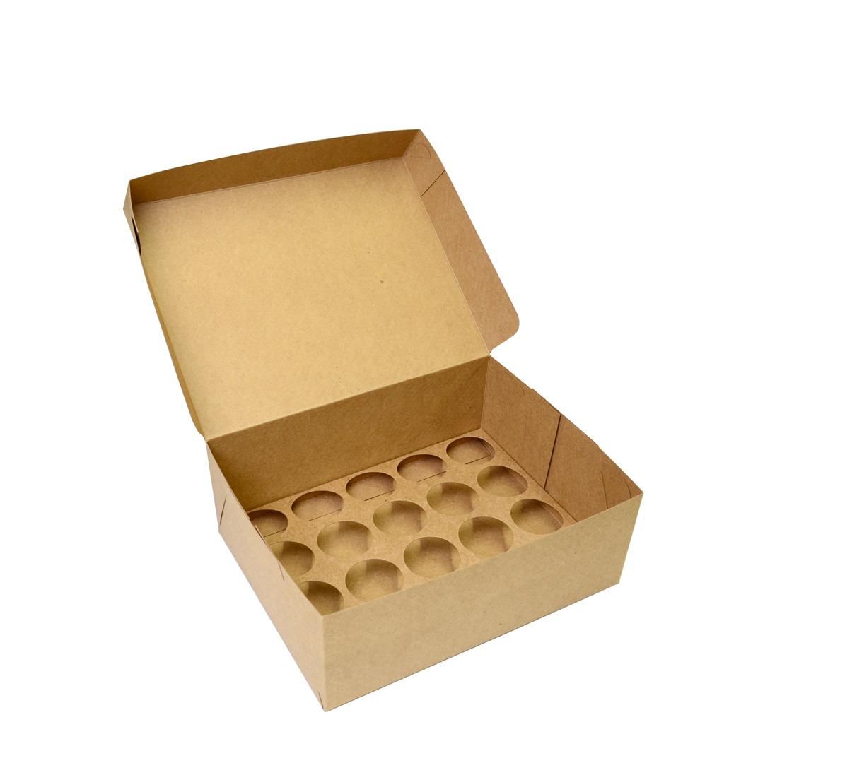 Ref 102 Kraft - Caixa 20 Mini Cupcakes - 24x18,5x9 cm