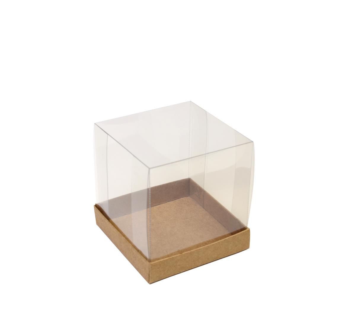 Ref 107 Kraft - Caixa c/ tampa transparente - 7,5x7,5x8 cm