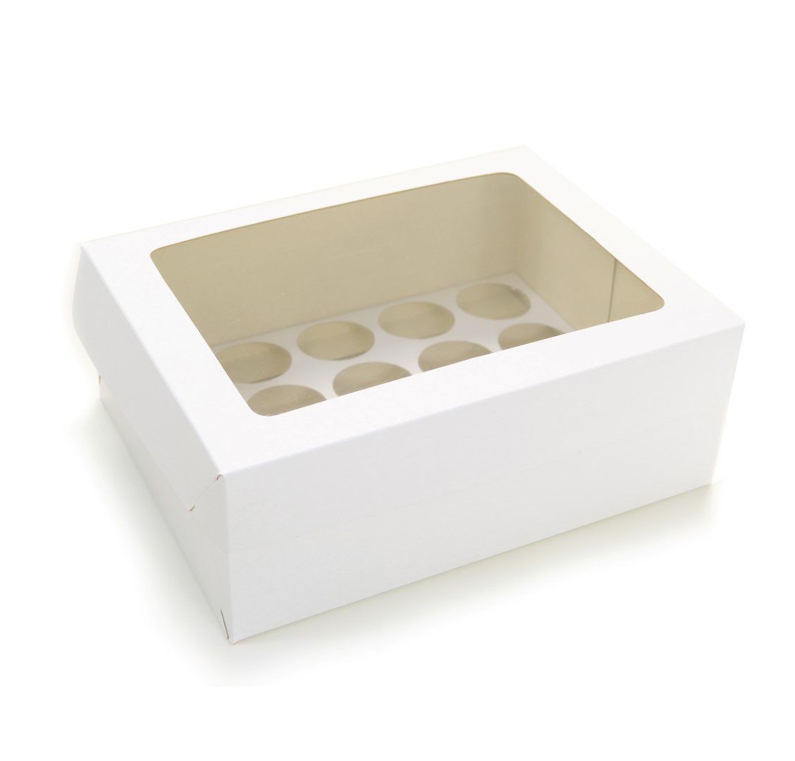 Ref 102 Branca - Caixa 20 Mini Cupcakes c/ Visor Transparente - 24x18,5x9 cm