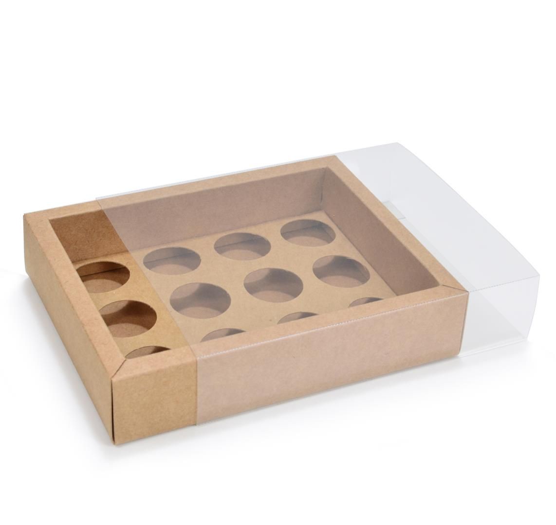 Ref 141 Kraft - Caixa Gaveta p/ 12 Brigadeiro Gourmet Nº4 - 17x13x4 cm
