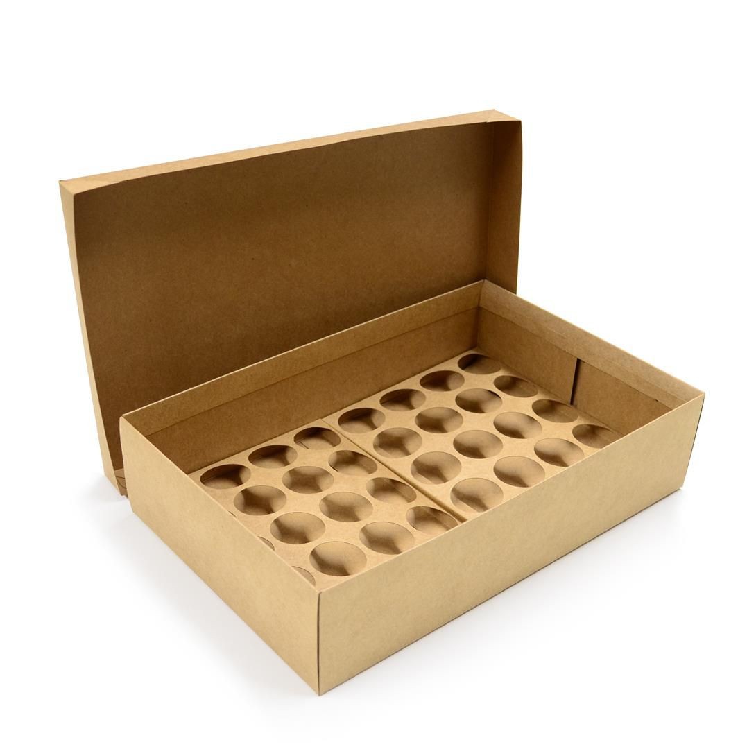 Ref 106 Kraft - Caixa 40 Mini Cupcakes c/ tampa papel - 37x24x9 cm