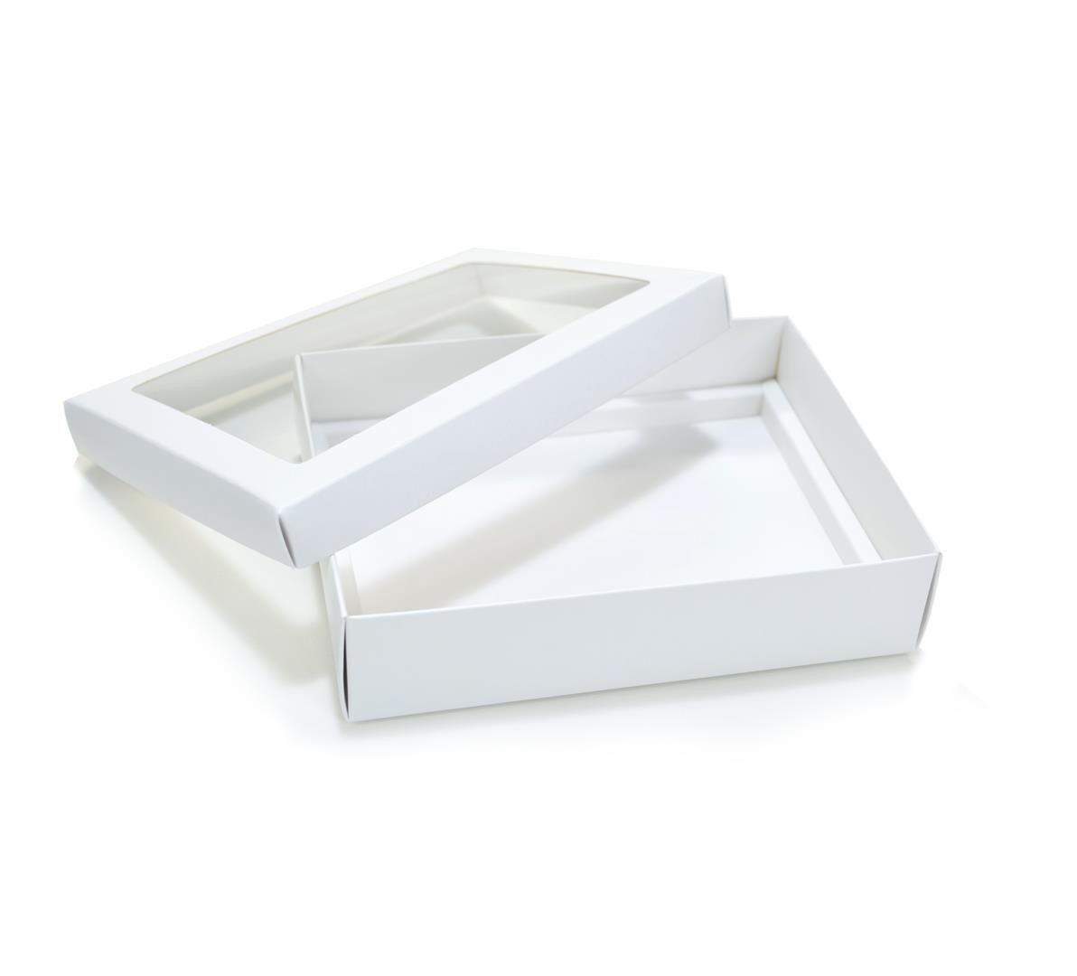 Ref 043 Branca - Caixa p/ 12 Brigadeiro Gourmet Pelotines - tampa c/ visor - 17x13x4 cm