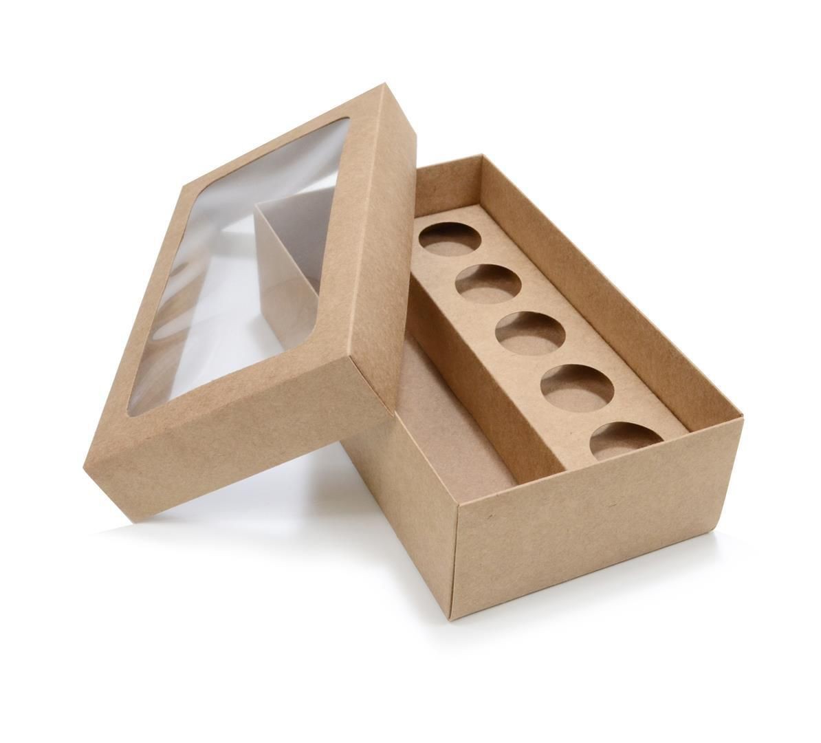 Ref 123 Kraft - Caixa p/ Garrafa e Brigadeiros c/ visor - 22x12,5x6,5 cm