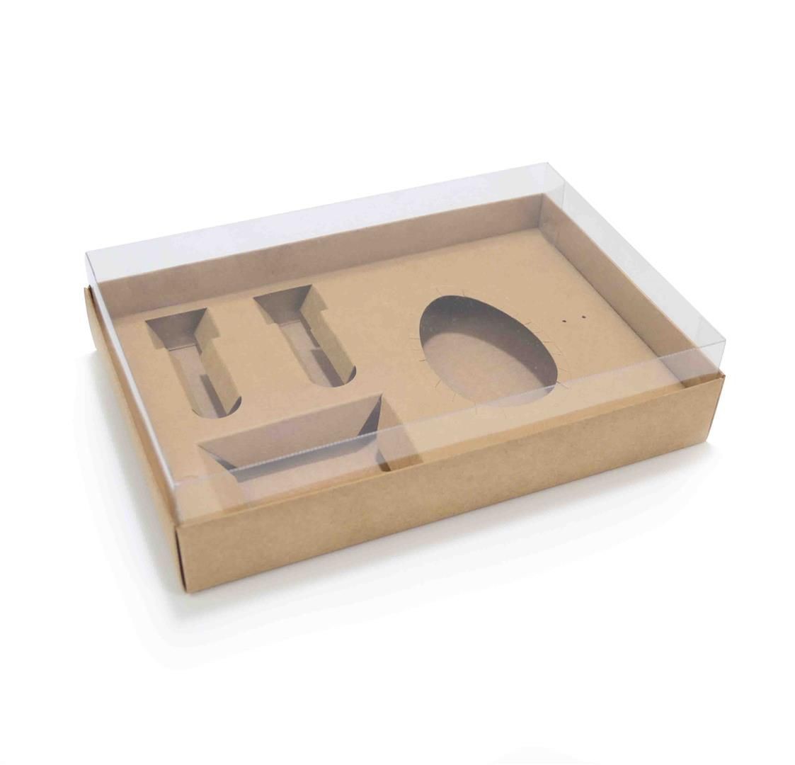Ref 078 Kraft - Caixa Kit Mini Confeiteiro Ovo 150 ou 250 gramas - 25x17x5,2 cm