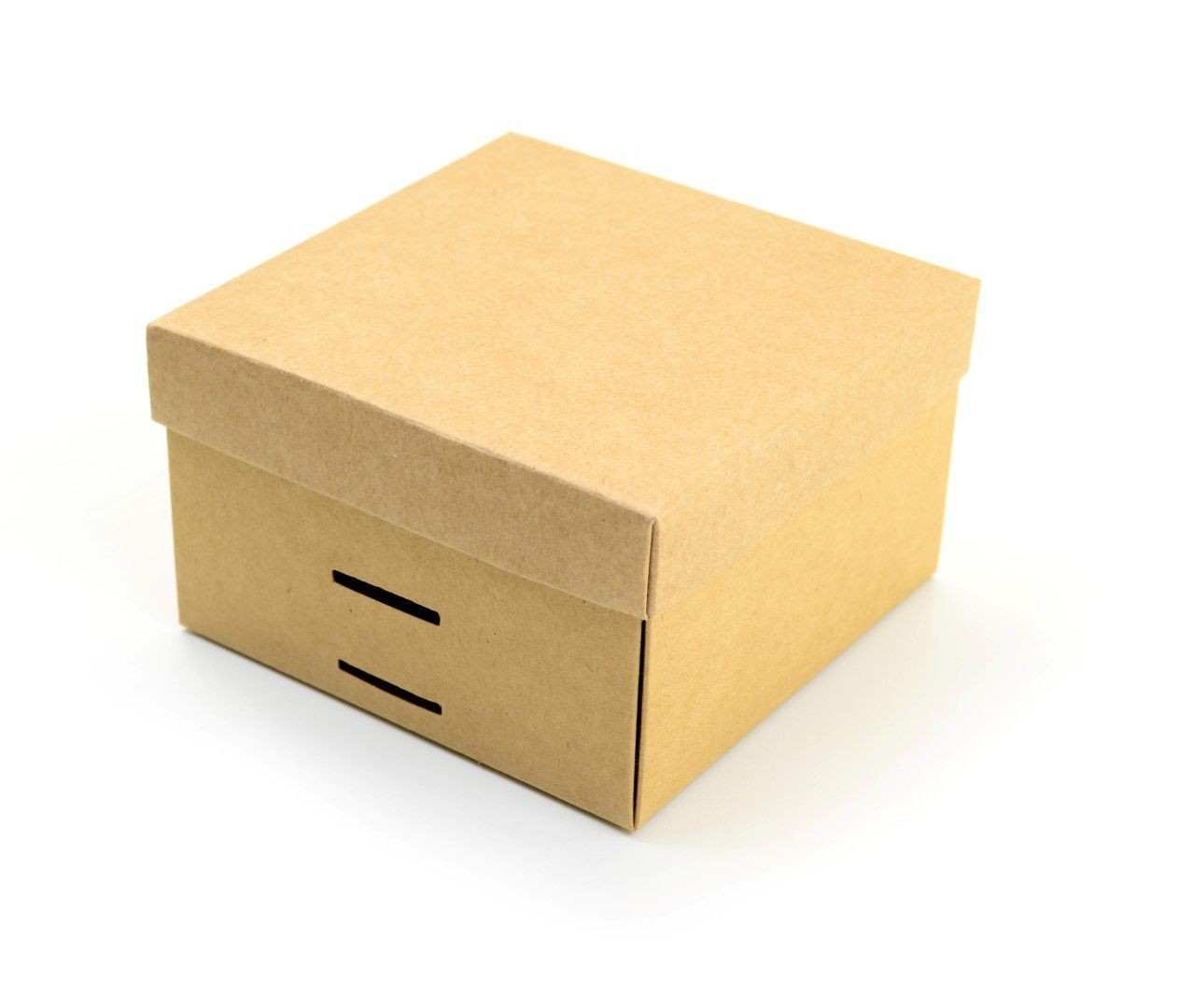 Ref 097 Kraft - Caixa c/ tampa papel e passa-fita - 13x13x8 cm