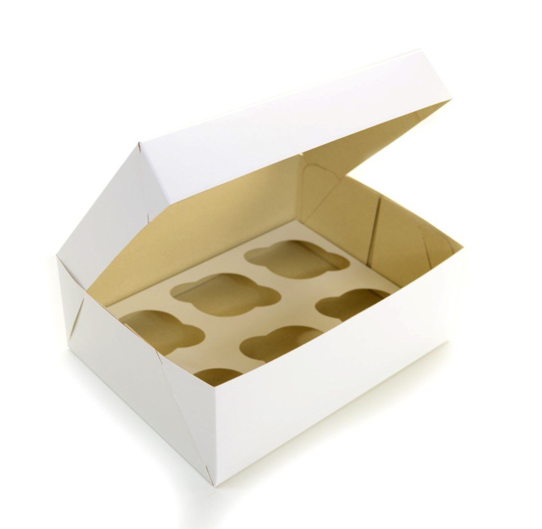 Ref 102 Branca - Caixa 6 Cupcakes - 24x18,5x9 cm
