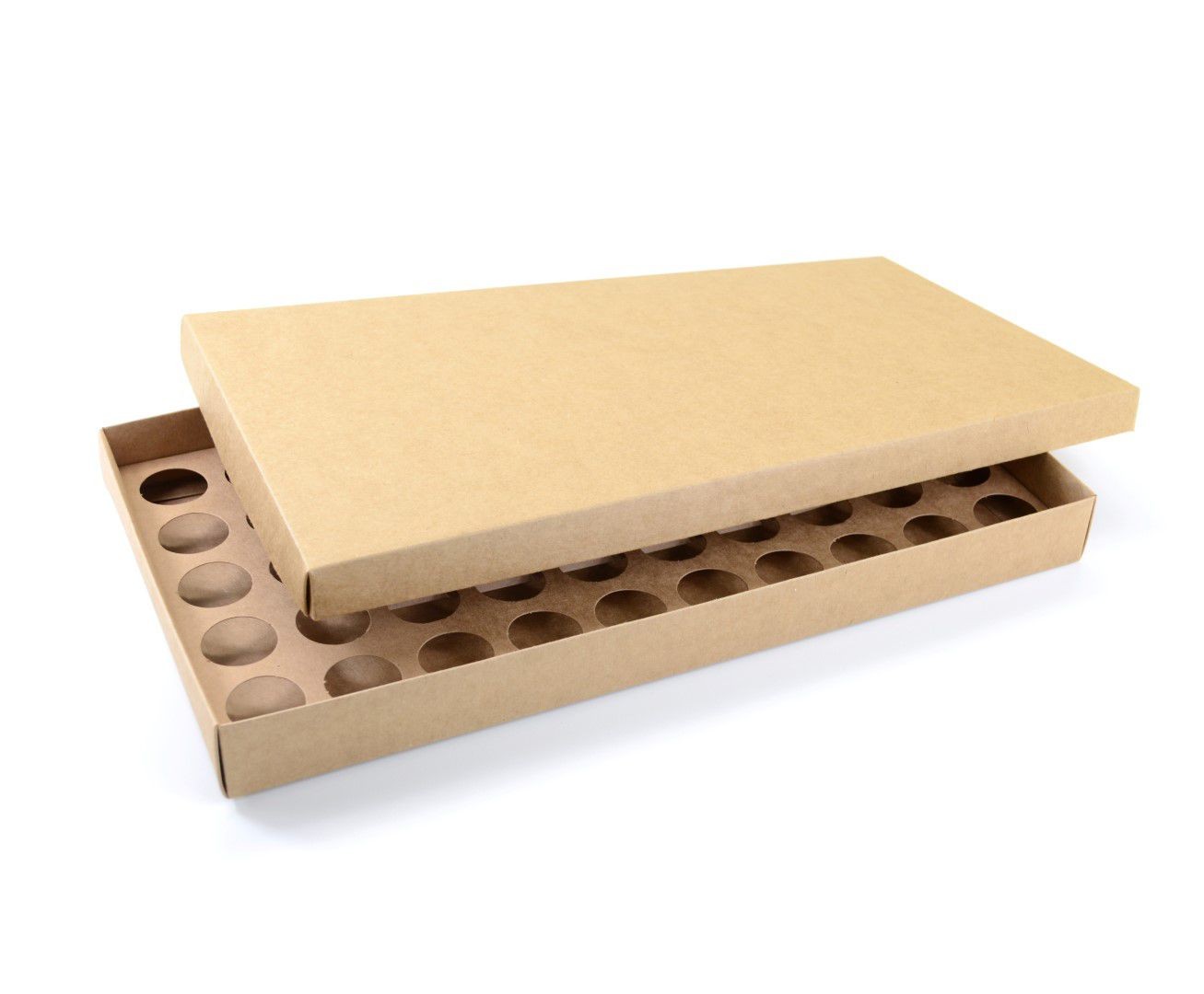 Ref 132 Kraft - Caixa p/ 50 Brigadeiro Gourmet Nº4 - c/ tampa papel - 43x23x4 cm