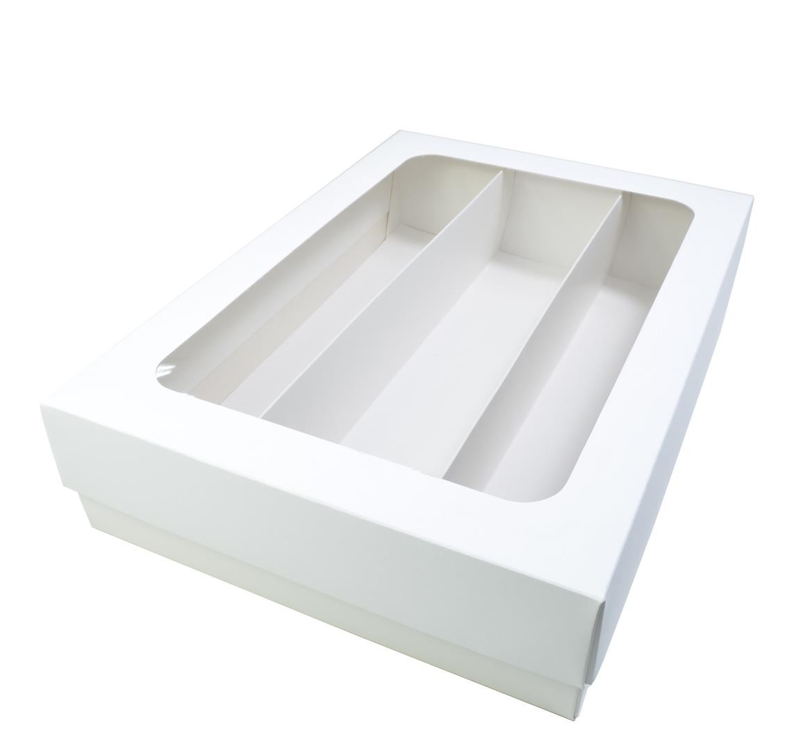 Ref 038 Branca - Caixa c/ tampa VISOR para Garrafas - 35x25x8 cm