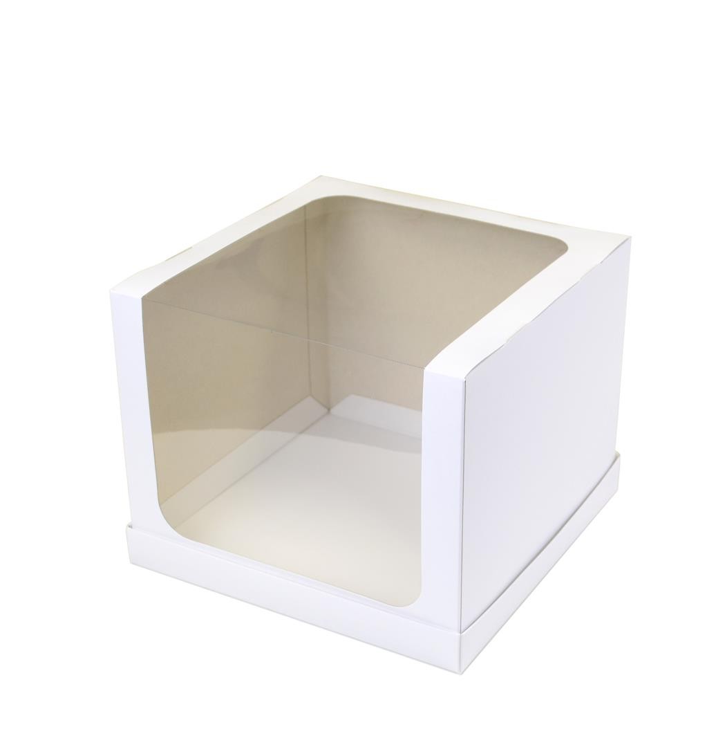 Ref 152 Branca - Caixa Torta / Bolo / Festa c/ visor na tampa - 25x25x20 cm