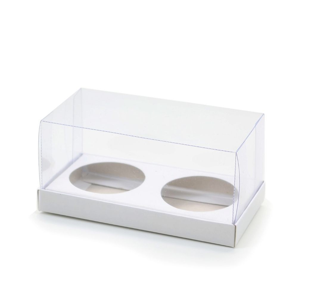 Ref 067 Branca - Caixa 2 mini cupcakes - 10,8x5,5x5cm