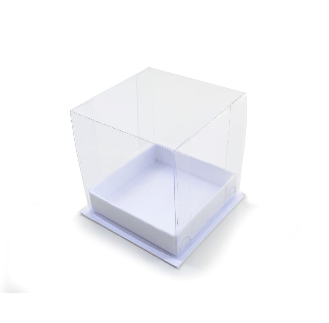 Ref 107 PLUS Branca - Caixa c/ tampa transparente - 7,5x7,5x8 cm